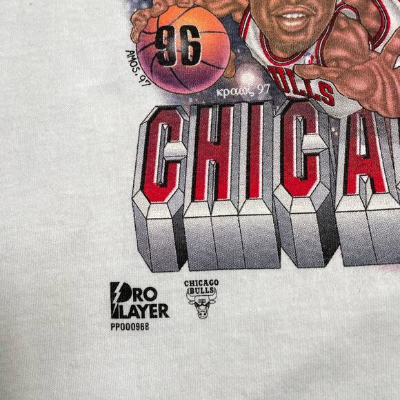 Vintage 1997 Chicago Bulls Caricature NBA Finals 5 Time Champs T-Shirt XL - Picture 4 of 10
